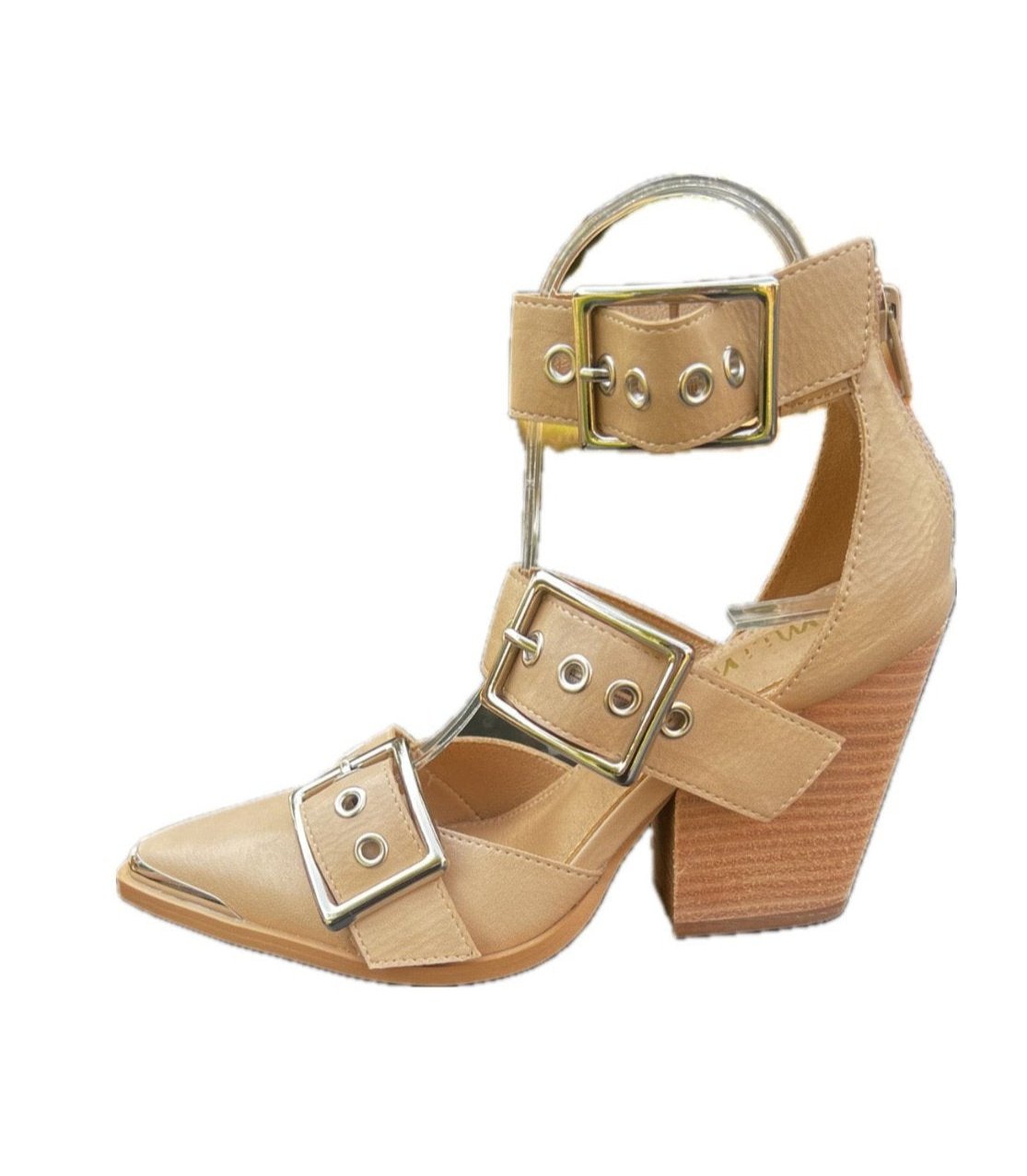 Nude Ankle Strap Heels