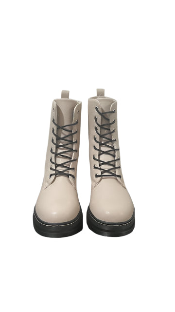 Cream Combat Boots