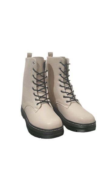 Cream Combat Boots
