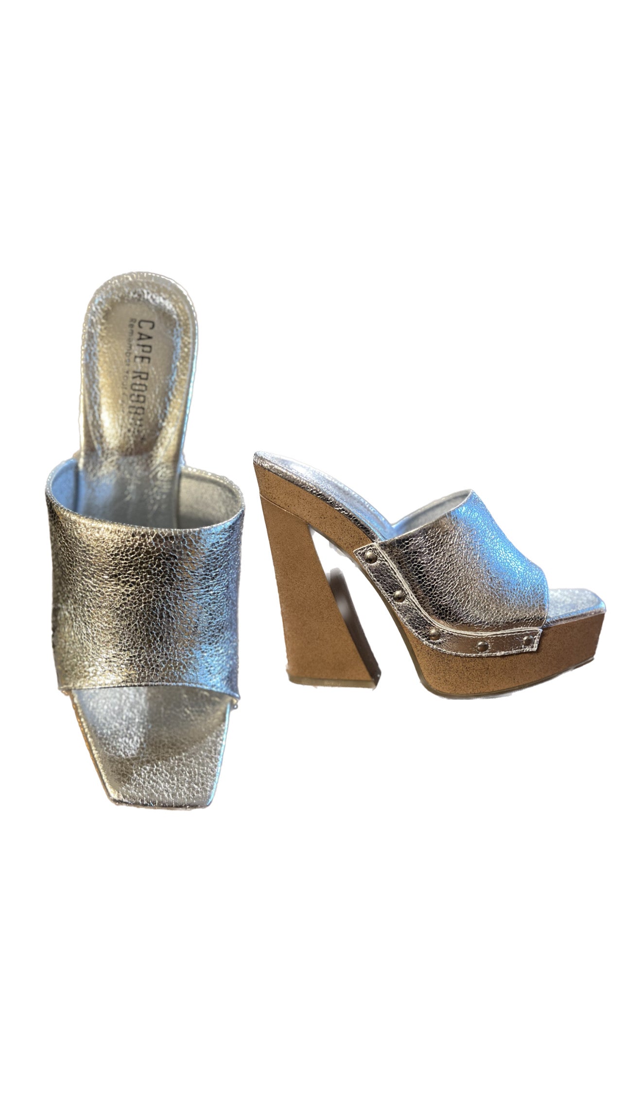 Metallic Silver Heels